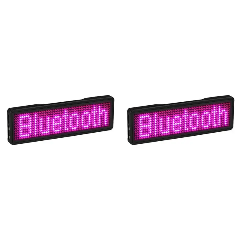 A74U 2X Bluetooth LED Name Badge Rechargeable Light Sign DIY Programmable Scrolling Message Board Display LED,Type 3