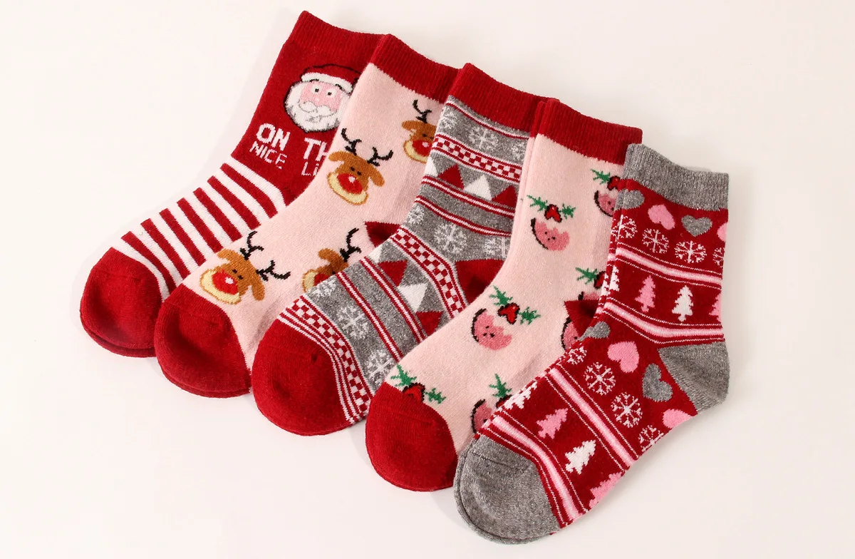 2022 New Arrival Winter Christmas Socks Warm Wool Women Socks Thicken Santa Claus Christmas Tree Elk Socks Harajuku Funny Socks