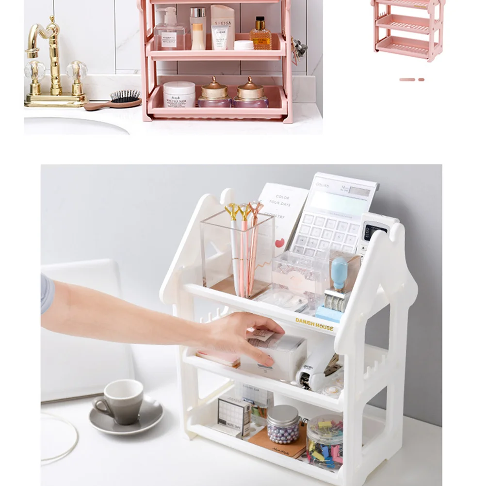 

Three Layers Desktop Storage Rack Large Capacity Kitchen Organizer for Spices Salt Pepper Paprika Bathroom Essentials Dark Grey