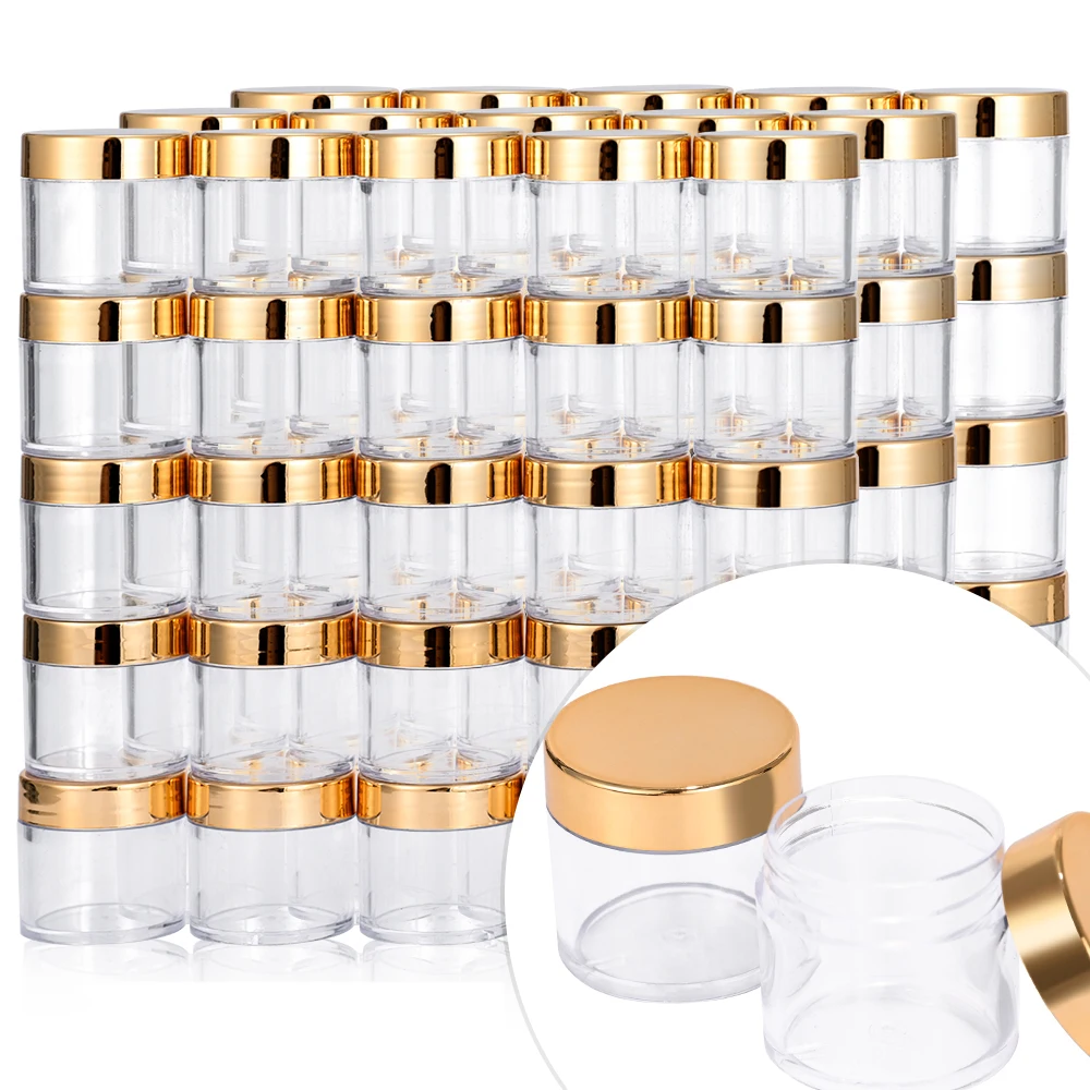 30ml(1oz) Gold Lid Nail Empty Bottle 20/50pcs Nail Powder Container Clear Cosmetic Sample Pots Nails Powder Jewelry Bottles #GTR