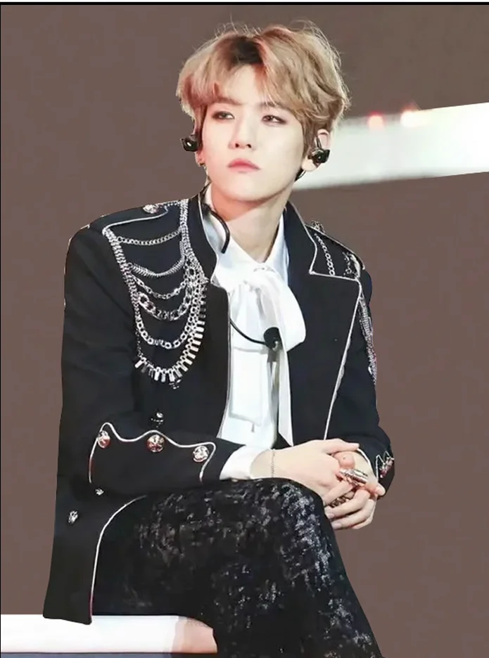 Cappotto Punk da uomo Rock Singer Multi Button Performance Stage Costume