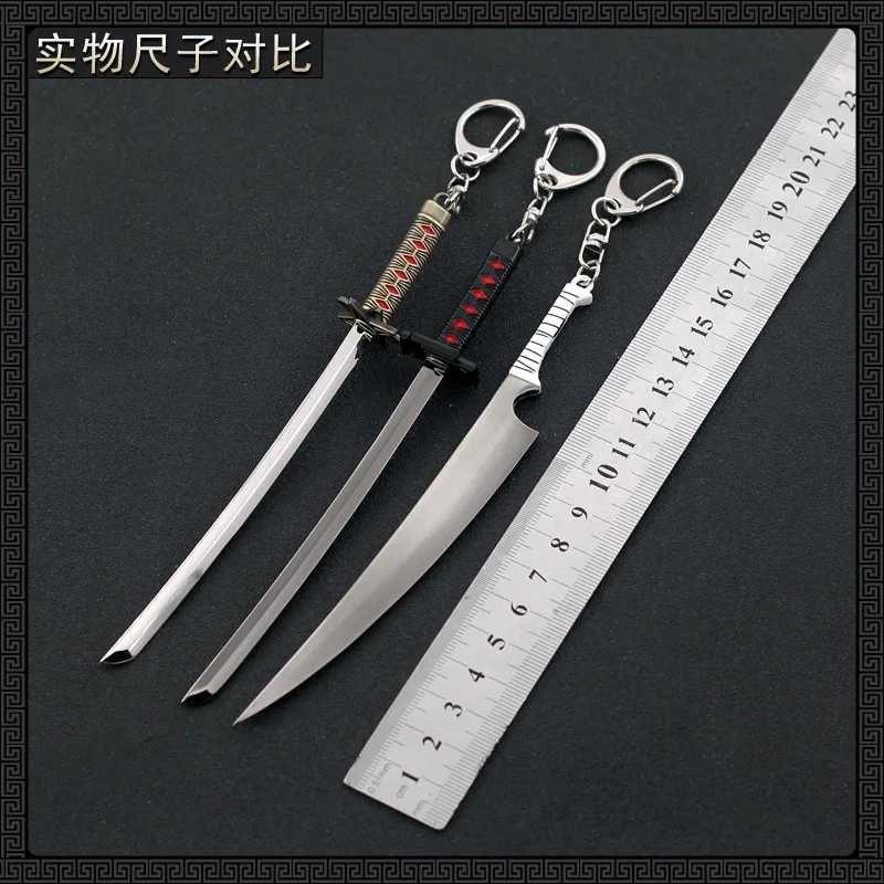 14cm Zangetsu Blade BLEACH Kurosaki Ichigo Metal Machete Sabre Cold Weapon Model Anime Peripherals Keychain Boy Ornament Crafts