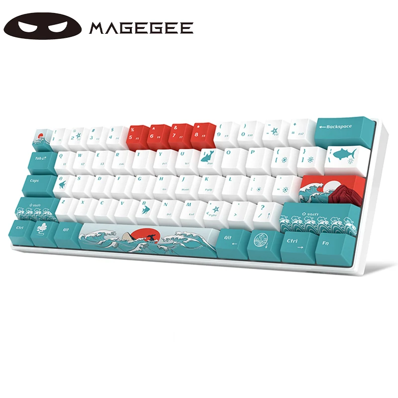 MageGee 60% Percent Keyboard, Mechanical RGB Wired Gaming Keyboard, Hot-Swappable Keyboard with Coral Sea PBT Keycaps for Window