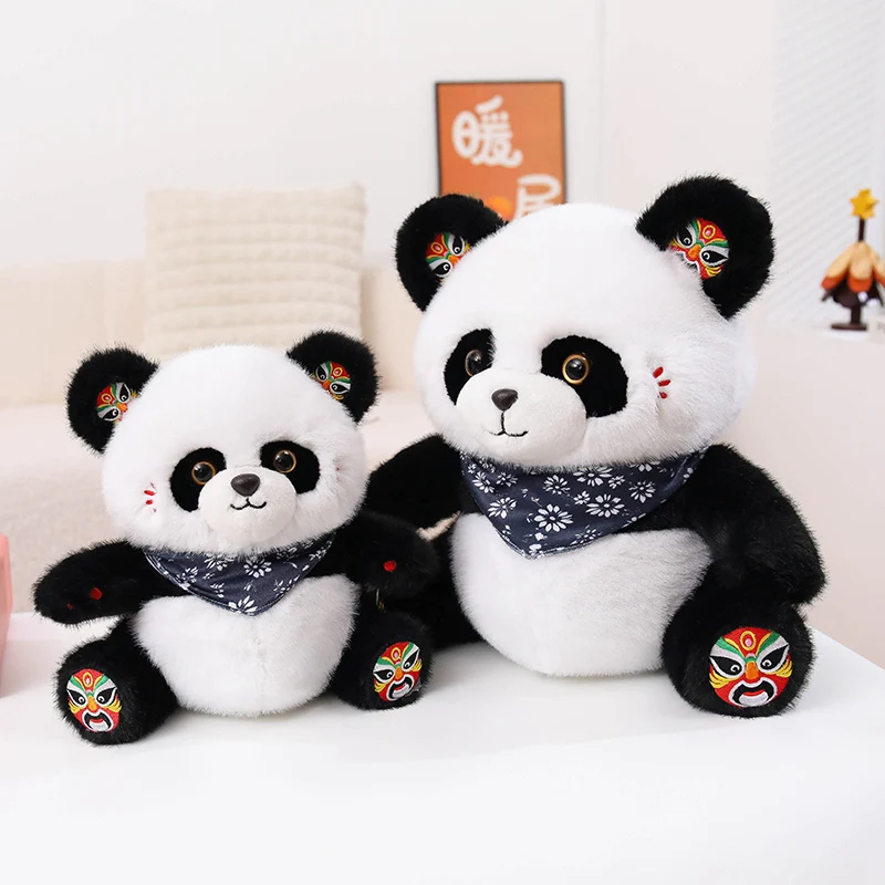 25/35cm Chinese Classic Trend Facial Makeup Panda Plush Doll Soft Stuffed Animal Panda Chinese Chinatown Boutique Gift