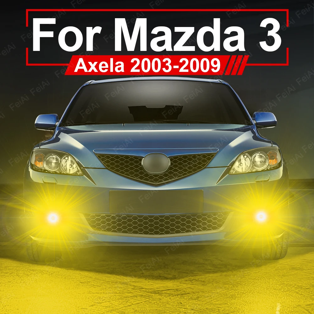 For Mazda 3 Axela Fog Lights LED Dual Color Front Fog Light For Mazda 3 Axela Accessories 2003 2004 2005 2006 2007 2008 2009