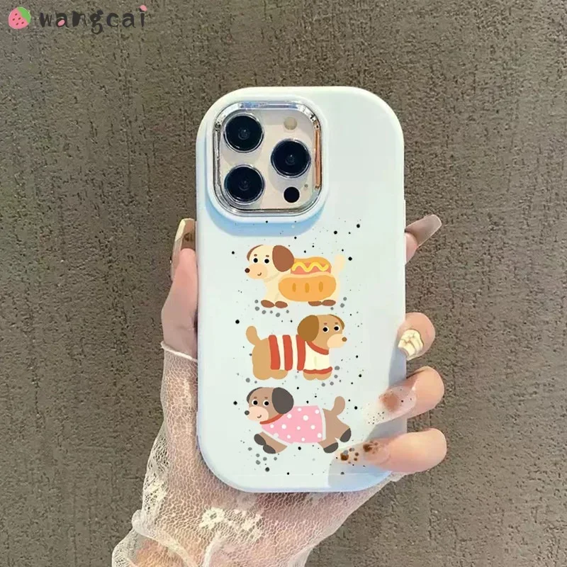 For Vivo V40 Pro V25 Pro Y7s iQOO Z9 Turbo Z7 Z7X Z9X Neo 3 Phone Case Cute Cartoon Dachshund Puppy Casing Lovely Soft Cover