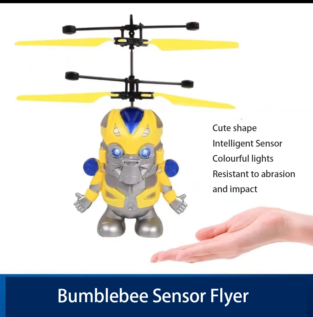 Bumblebee induction flying machine light-emitting drop-resistant hovering induction helicopter novelty children's toys