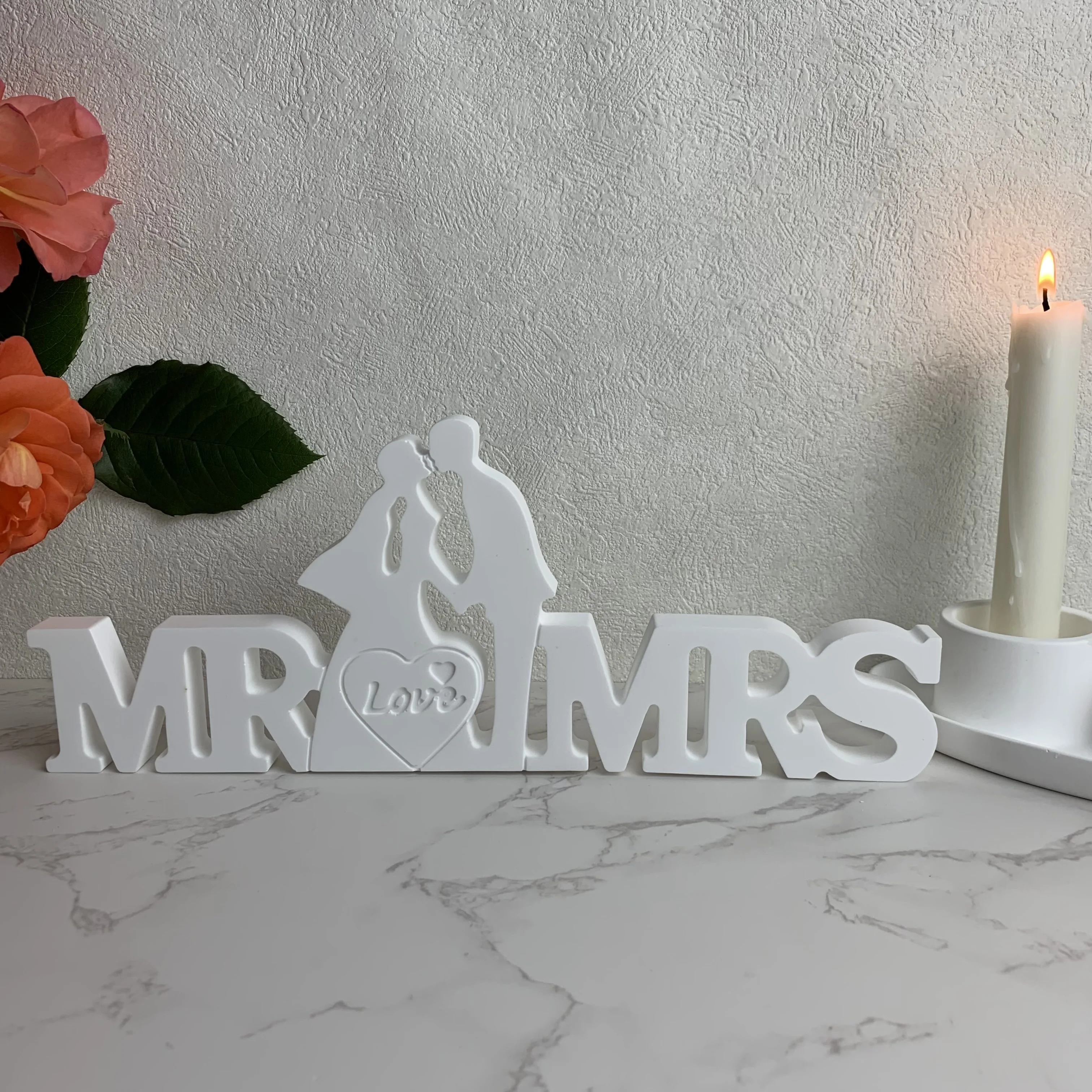 MRMRS Couple Silicone Mold Wedding Decorations DIY Concrete Resin Plaster Candle Holder Casting Molds Mariage Party Decorations