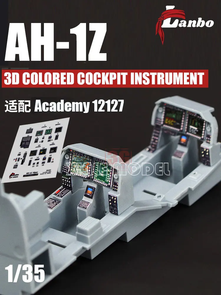 Lambo 3D Color Cockpit Instrument 35102 AH-1Z Elicottero adattato, per Academy 12127 Scala 1/35