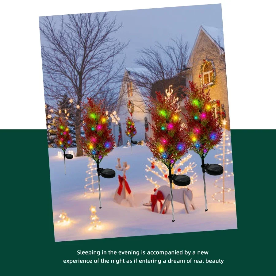 Solar LED Lights Christmas Tree Pine Tree Lights IP65 Waterproof Outdoor Patio Lamp Christmas Door Line Free Decorative Lamp