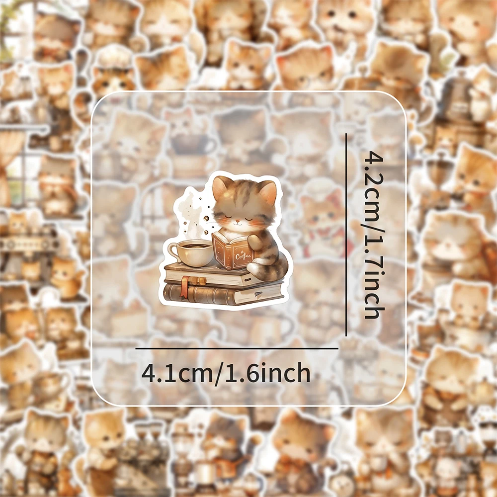10/30/54pcs Kawaii Cute Coffee Cat Graffiti Stickers Cartoon Sticker for Kids Toy Scrapbook Luggage Phone Case Decals Decoration