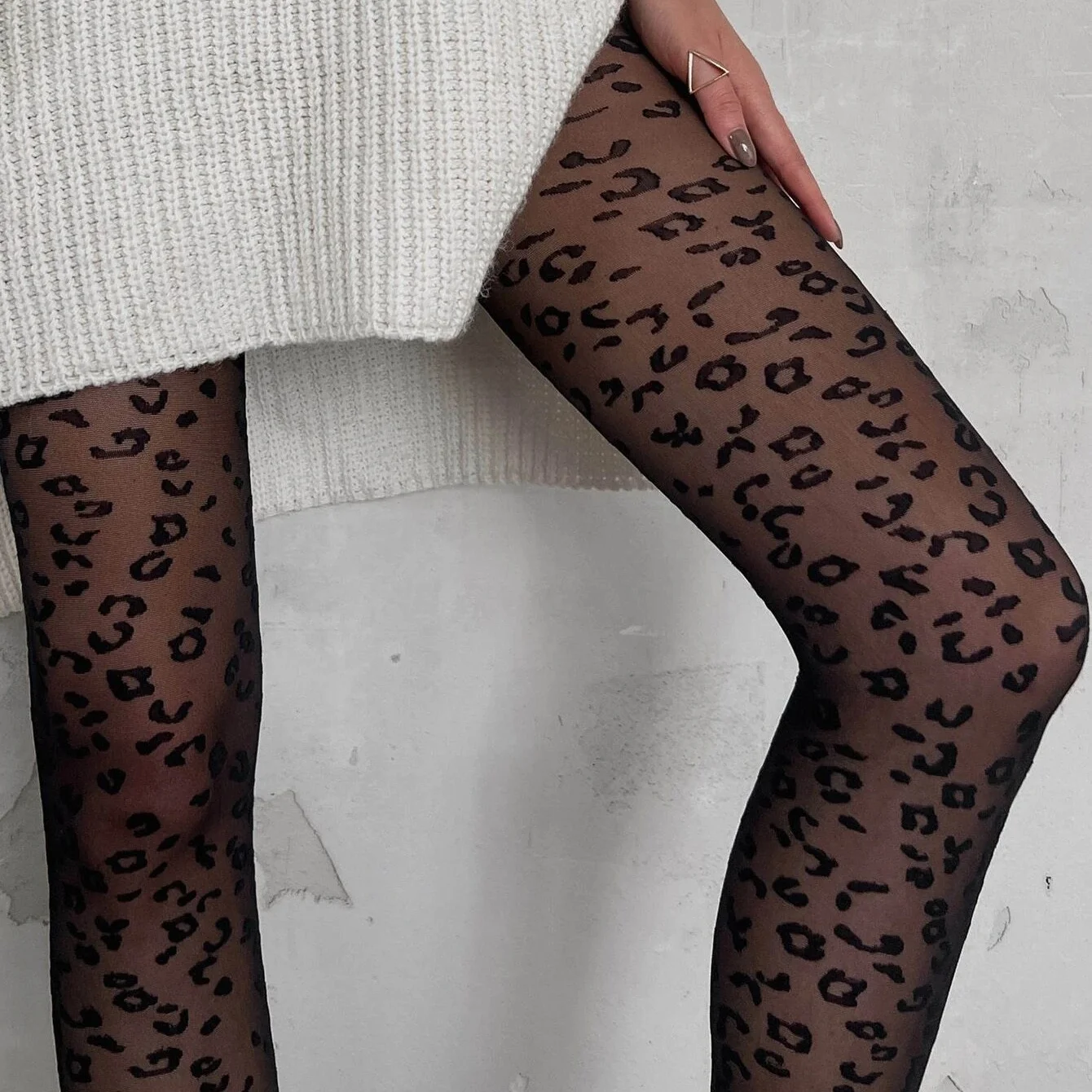 Meia-calça Jacquard retrô para mulheres, moda non-shift, estampa leopardo, sexy, 1 pc