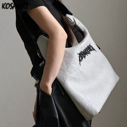 High-capacity Vintage Pleated Punk Tote Bags Korean Y2k Aesthetic Fashion Crossbody Bag 2024 New Casual Women Shoulder Handbags