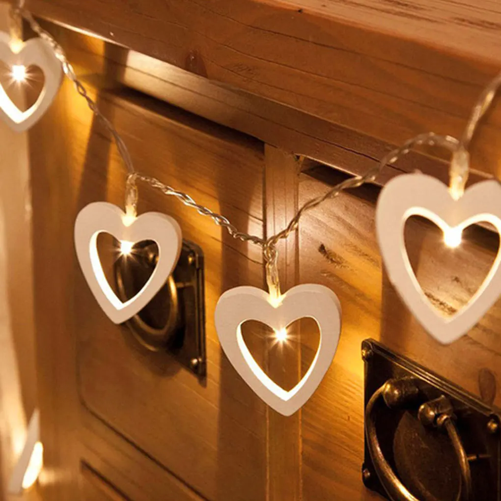 Heart String Lights Christmas Light Wood Night Lamp Tree Lighting