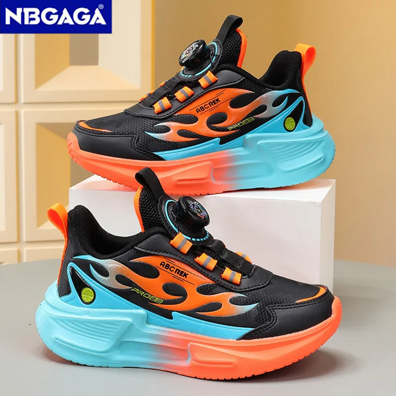 New Anti-skid Leather Kids Sneakers for Boys Running Walking Lightweight Casual Shoes With Fashion Rotating Design Size 28-39