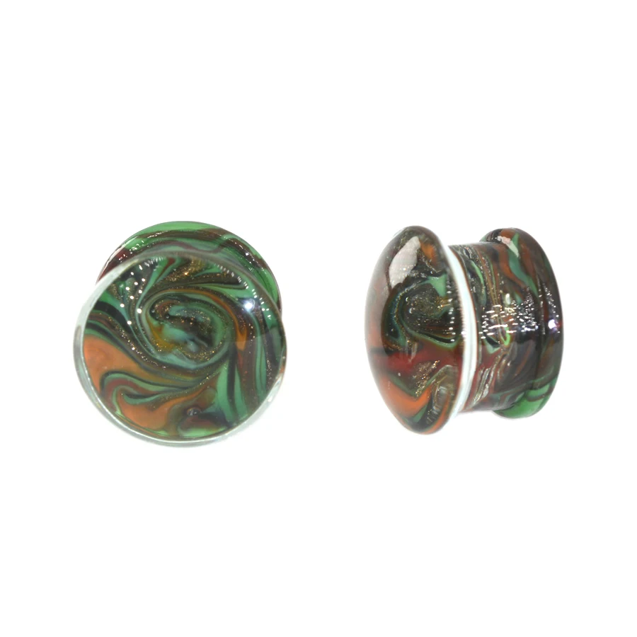 2ชิ้น6-16มิลลิเมตรเจาะหูเจาะหูเจาะรูเศษแก้วเครื่องประดับร่างกายปลั๊กจิวระเบิดหูที่ไม่ซ้ำกันเดียว flared EAR