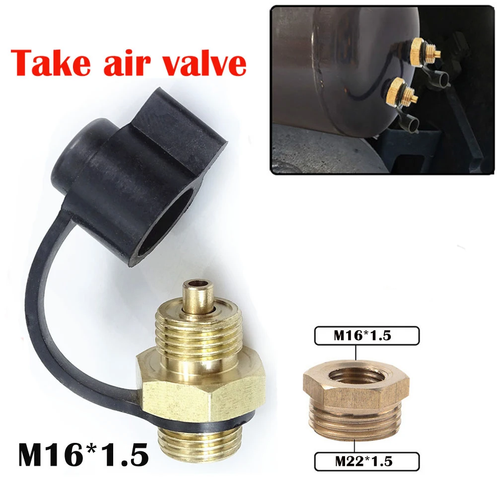 M22 To M16 Take Air Valve Universal Metal Of Truck Silver Air Tank- For Air Intake Joint E High-Quality Car Accessories