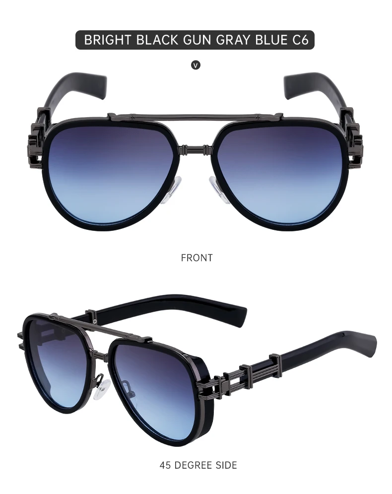 Vintage Punk Ovale Sonnenbrille für Damen und Herren 2026 Luxusmarken-Design Trendige Steampunk Doppelbalken-Sonnenbrille für Männer Retro-Brillen – Detail 16