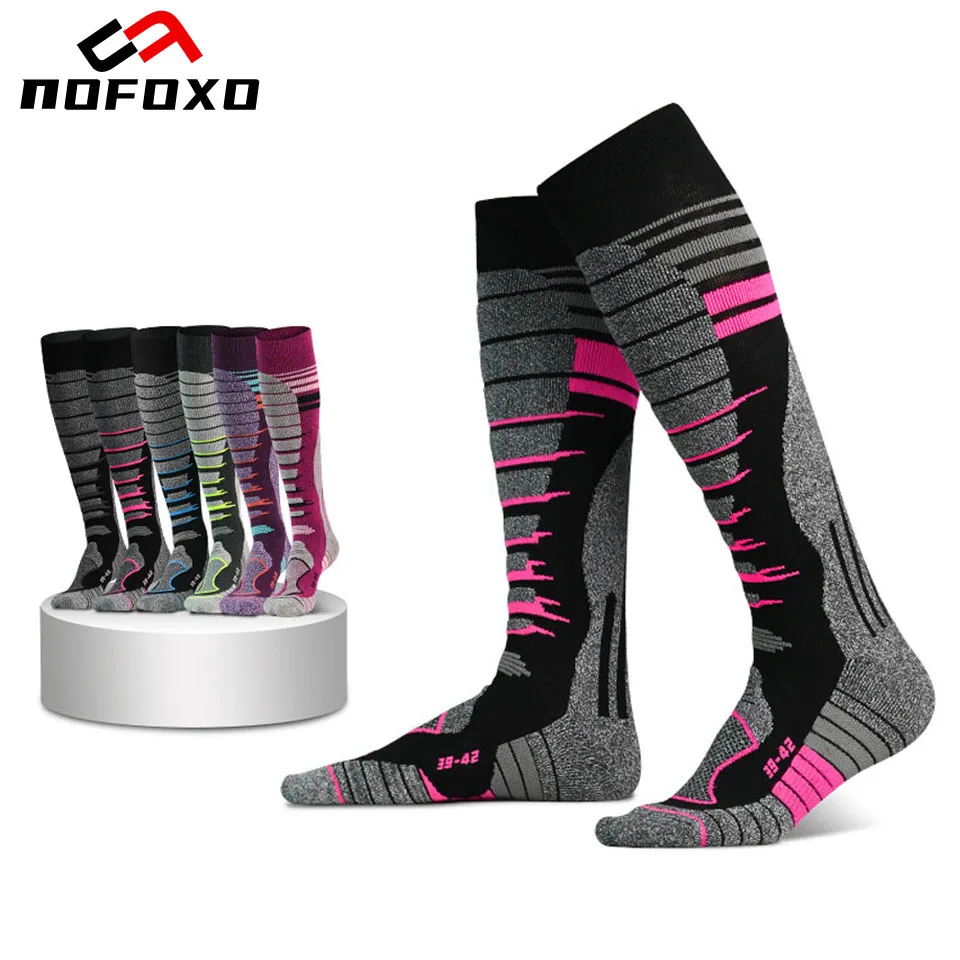 

NOFOXO Winter Knee-high Cold Weather Warm Socks Thermal Wool Ski Socks Snowboarding Snow Hunting Socks Men Women Merino Ski Sock