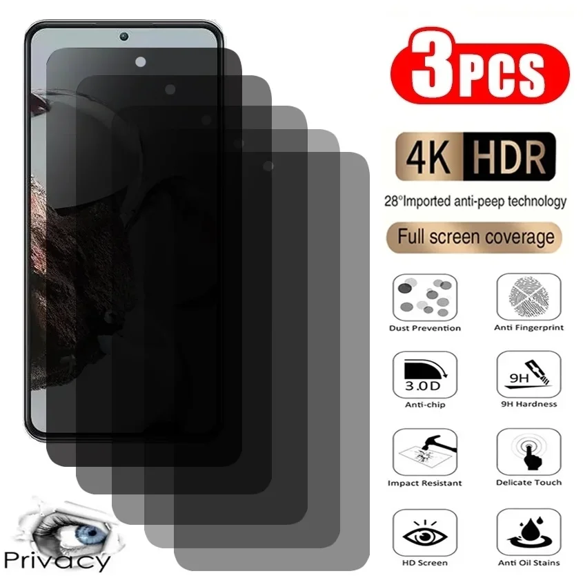 3Pcs Privacy Tempered Glass For Huawei Y8P Y7 Plus Mate 20 P Smart S Screen Protector Honor 10 Lite Nova 5 3 Y60 X6A