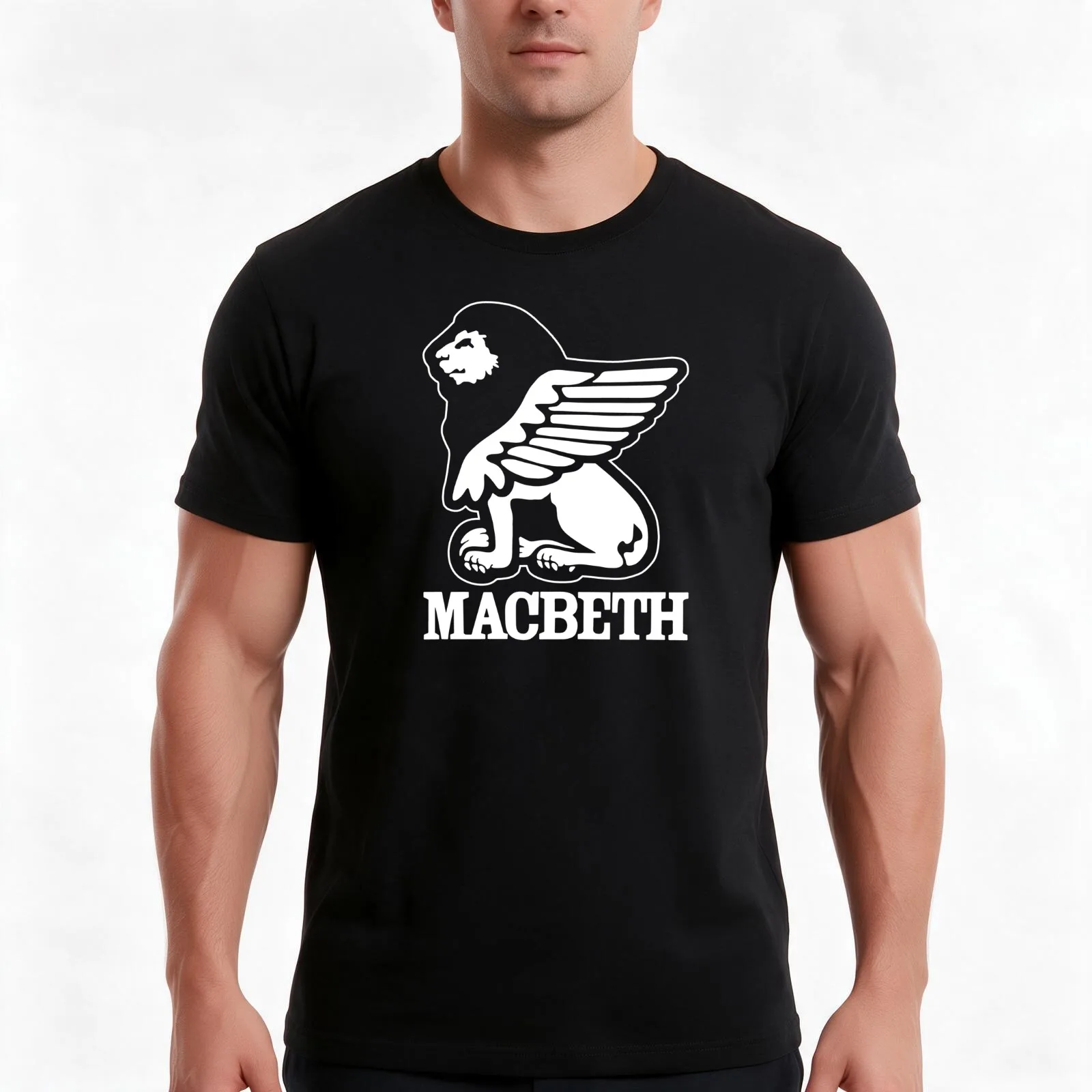 Macbeth - Lion T-Shirt Summer Casual Cotton Tee Oversized Streetwear Tops Vintage Graphic Print Loose Fit Short Sleeve