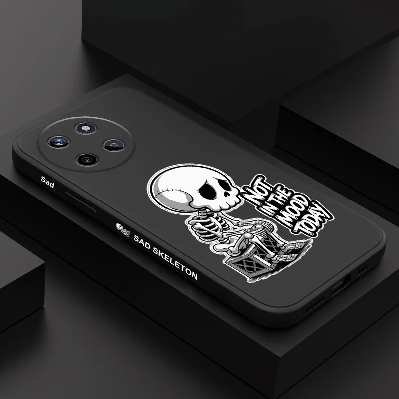 

Lazy Skeleton Phone Case For OPPO Realme 14 13 12 11 10 9 9i 8 8i 7 Pro Plus C35 C21Y C25Y C25 4G 5G Liquid Silicone Cover