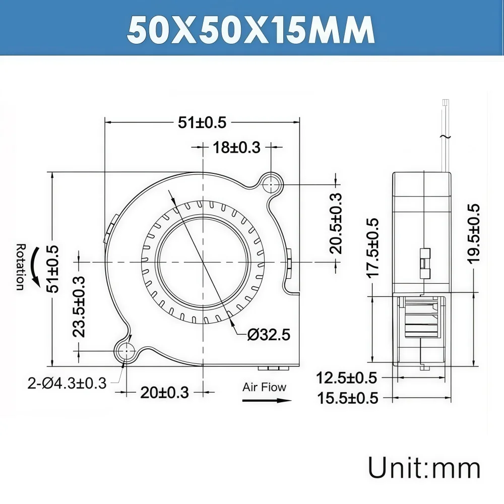 5015 Lüfter 24V, 3D-Drucker 24-Volt-Lüfter Turbine Turbo Hydrauliklager, Bürstenloser Kühllüfter 50mmx15mm 2PIN – Detail 6