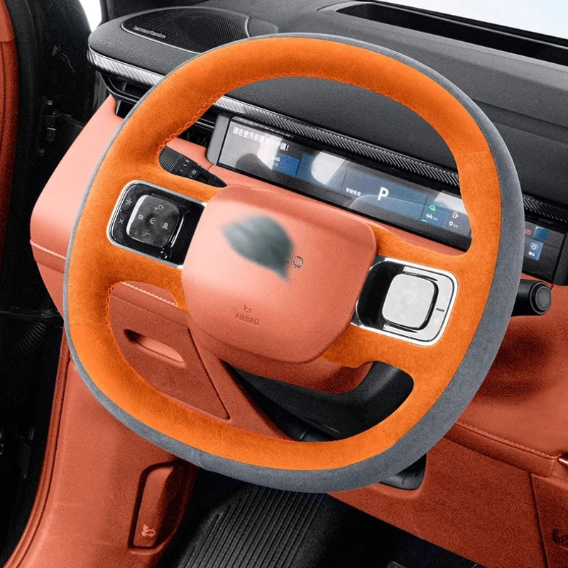 

DIY Customized high-end suede hand sewn steering wheel cover For LYNK&CO 900 Interior modification car handle set