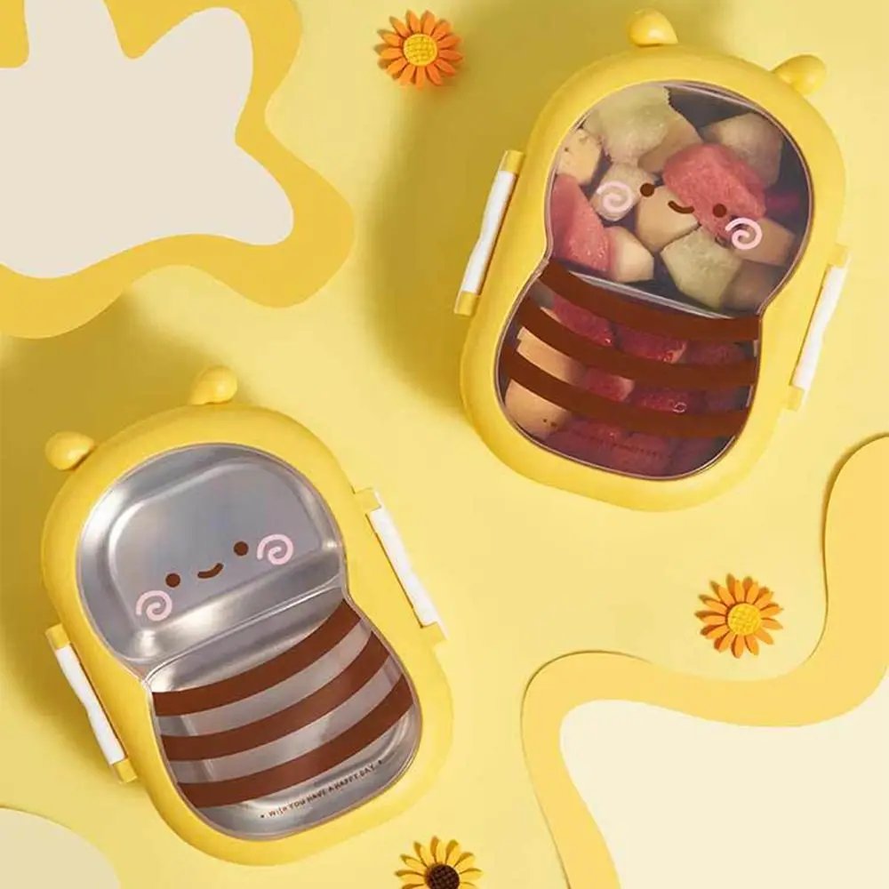 

Sealed Portable Divides Lunch Box Cute Stainless Steel Breakfast Boxes Dishwasher Safe Picnic Box Lunch Container Kids