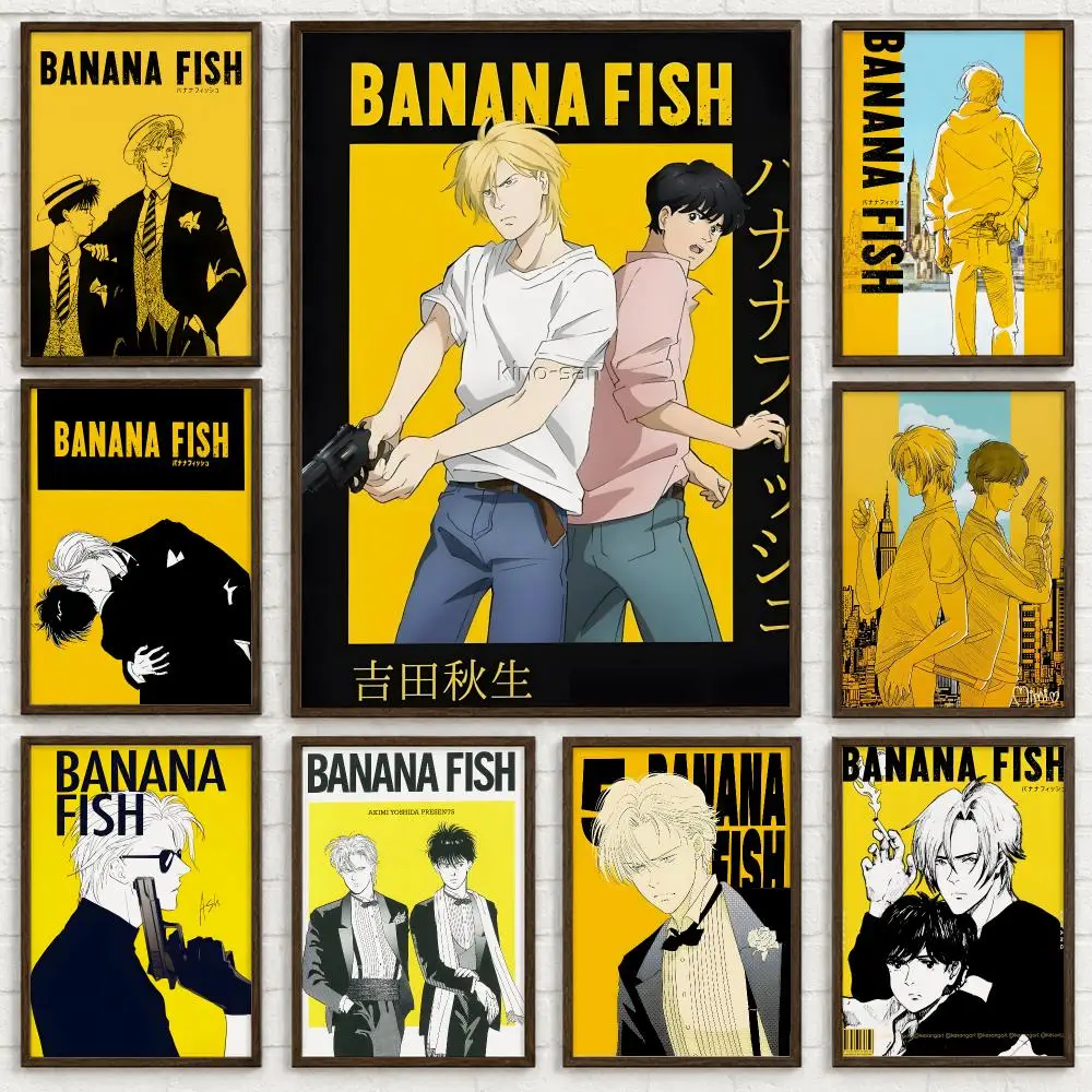 Póster de Anime Banana Fish, adhesivo artístico autoadhesivo, papel impermeable, decoración de pared para cafetería, Bar, habitación