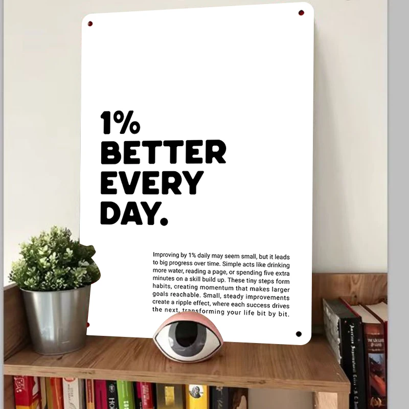 1 Percent Better Every Day Motivational Metal Tin Sign Inspirational Wall Art Decor for Home Office