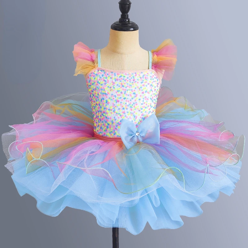 Abito da ballo per balletto glitterato per bambini per performance ragazze Il lago dei cigni Dancewear Balletto professionale TUTU Ballerina Abito da principessa