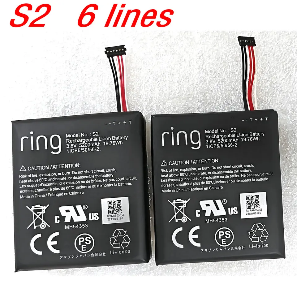 3.8V 5200mAh New S2 High Quality Genuine Replacement Battery for Video Doorbell  2nd Generation 6 lines 1ICP6/50/56-2 - AliExpress 509