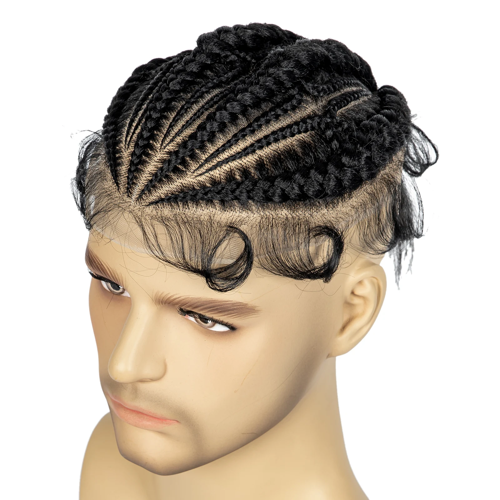 KIMA Men Toupee Hair HD Full Lace Cornrow Box Braided Synthetic Lace Front Hair for Africa Men Braids Wig