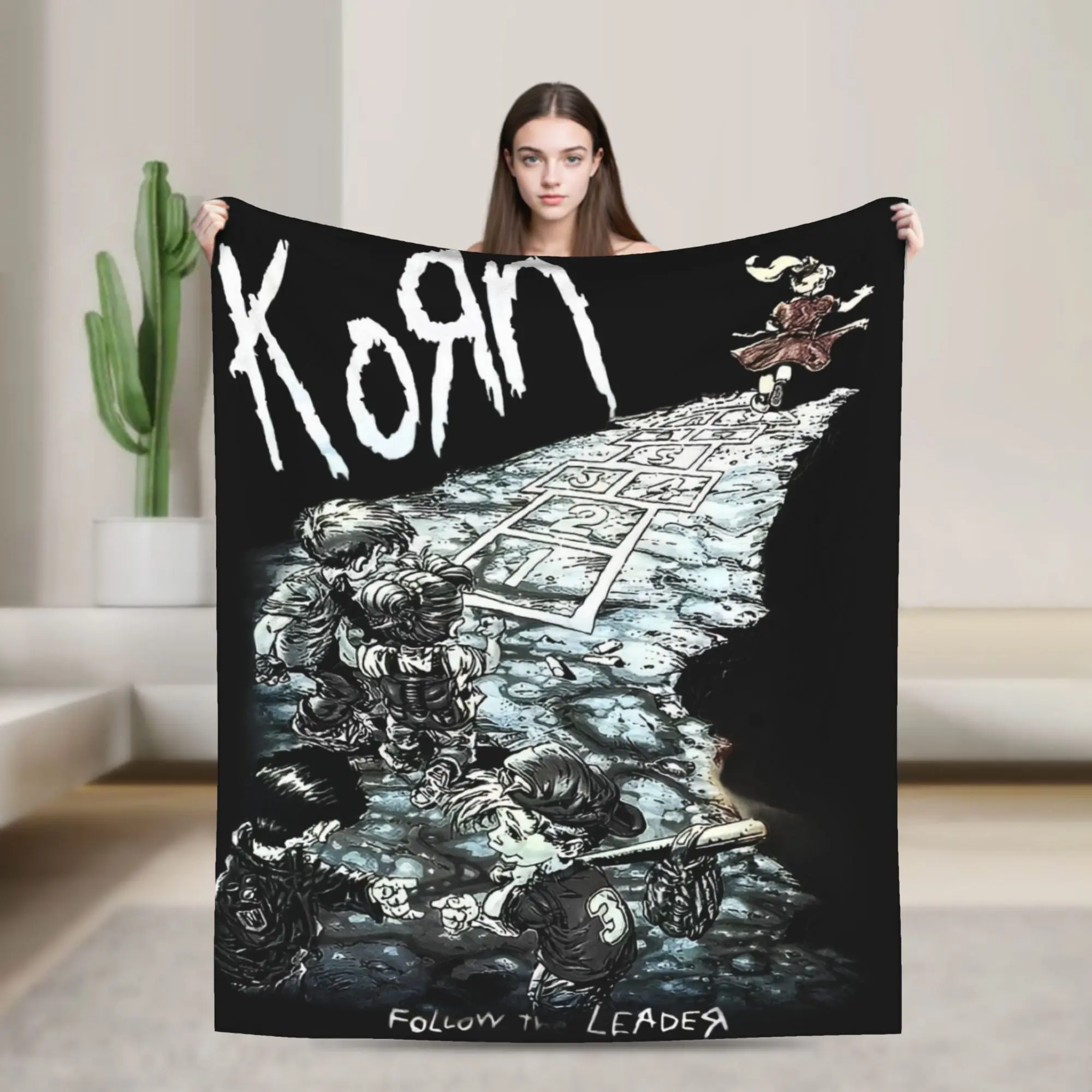 Rock Band Korns Flannel Blankets Ftl 25 Follow The Leader  Vintage Throw Blankets for Bed Sofa Couch 200x150cm Quilt