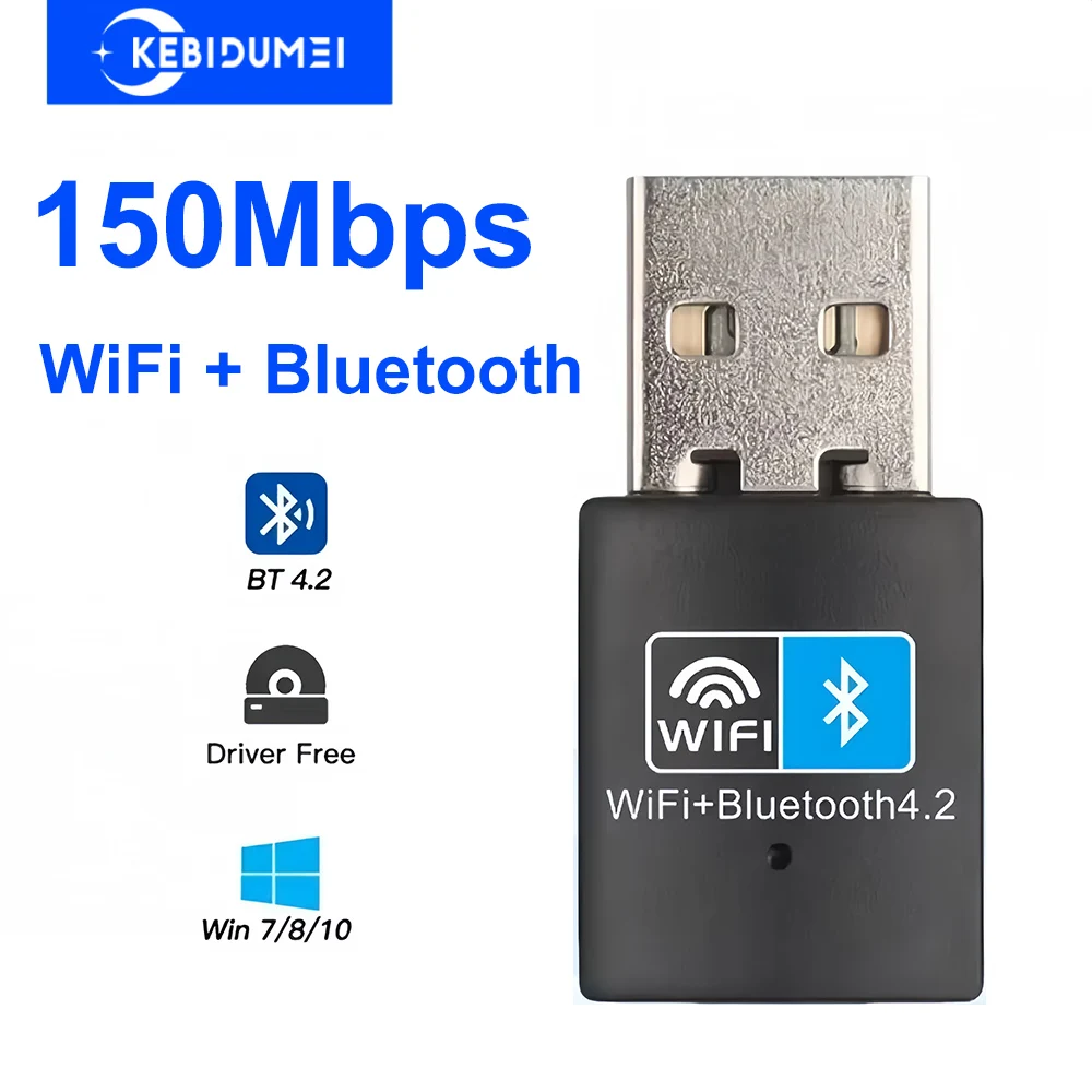 

150Mbps USB WiFi Adapter Bluetooth Wireless Network Card 802.11b/g/n Network Receiver Mini USB Dongle for PC Laptop Desktop