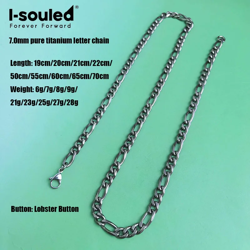 7.0mm Pure Titanium Chain Men Women Stainless Steel Letter Necklace Hypoallergenic Waterproof Jewelry Gift