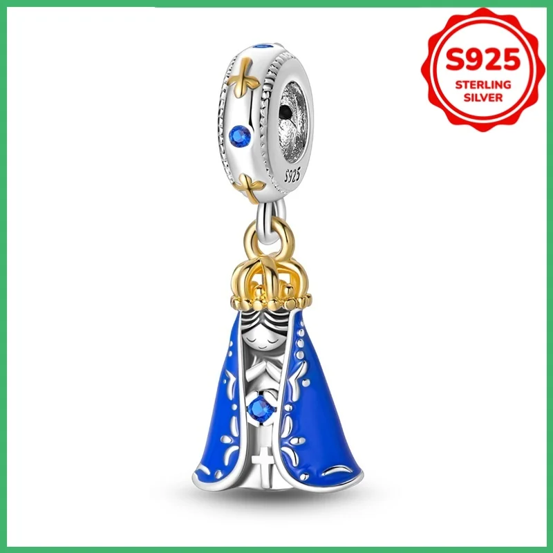 Original 925 Sterling Silver Virgin Mary Charm Beads Suitable for DIY Bracelets, Necklaces, Birthday Jewelry Gifts