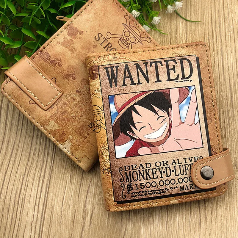 

Anime One Piece Luffy Peripheral Wallet Button Tie Retro Cartoon Couple Coin Purse Children's Birthday Gift Student Card Bag