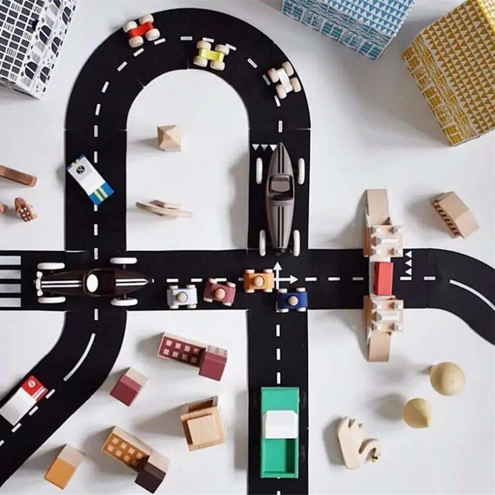 Interlocking Track Children's Car Highway Building Blocks Puzzle Toy Highway Construction Set PVC Soft Rubber Toy 8-64pcs 2026