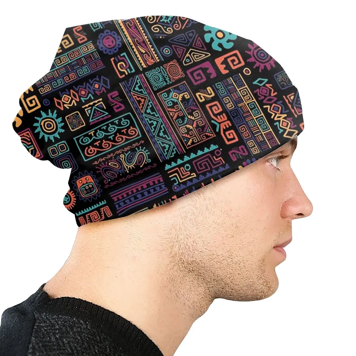 African Ethnic Tribal Art Pattern Bonnet Femme Cool Knit Hat For Men Women Autumn Winter Warm Africa Ankara Print Beanies Caps