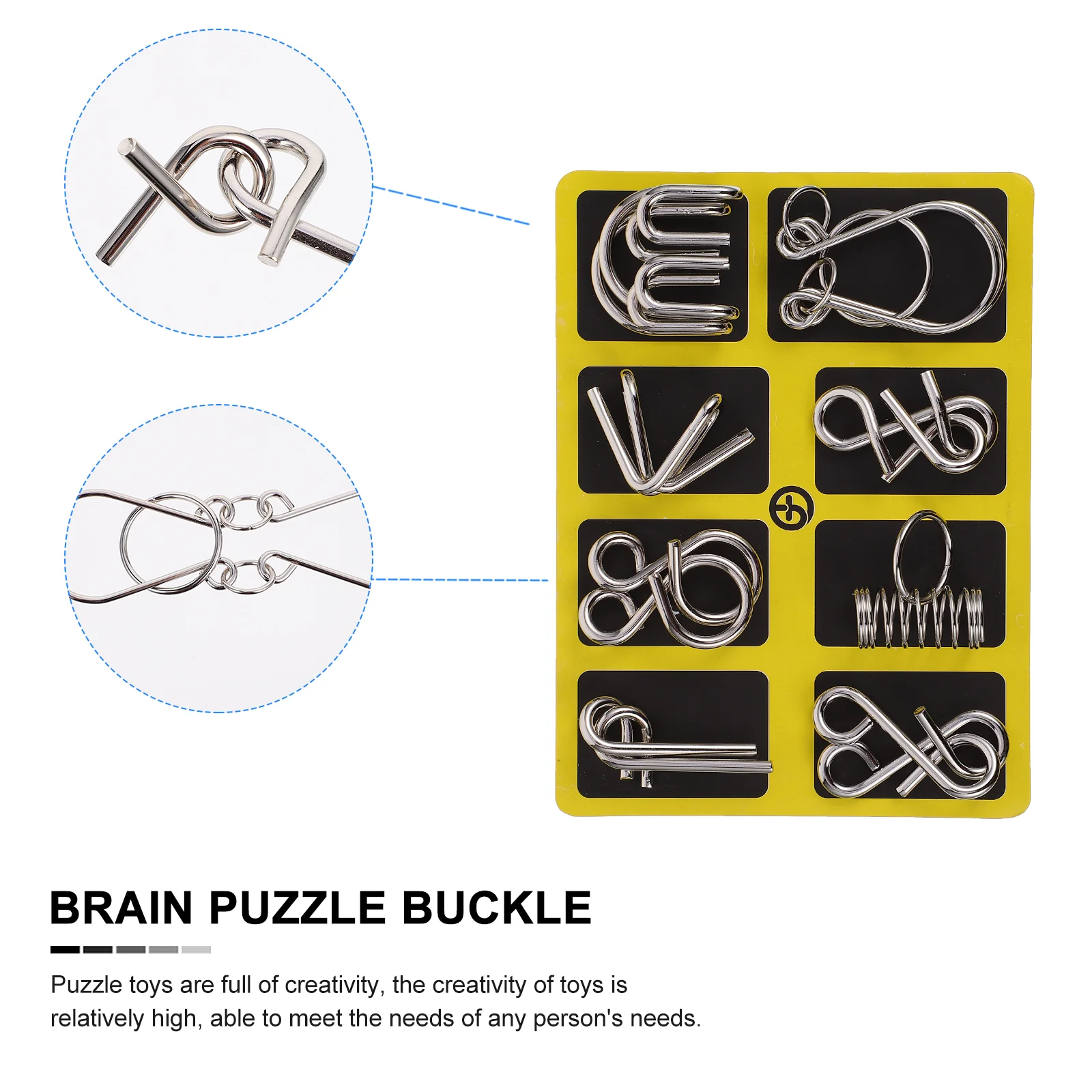 2 set di giocattoli per sblocco, puzzle, interblocco, anello cinese in acciaio inossidabile