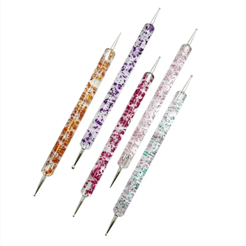 5 pz/set portatile nail art punteggiatura penna perline di cristallo manico disegno a doppia estremità pittura strass gemme penne strumenti per manicure