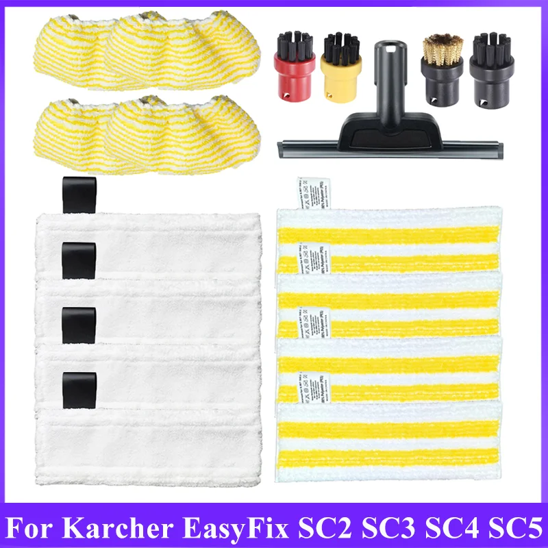 Microfibre Steam Mop Cloth For Karcher EasyFix SC2 SC3 SC4 SC5 Vacuum Cleaner Glass Scraper Head Brush Nylon Brush Accessories