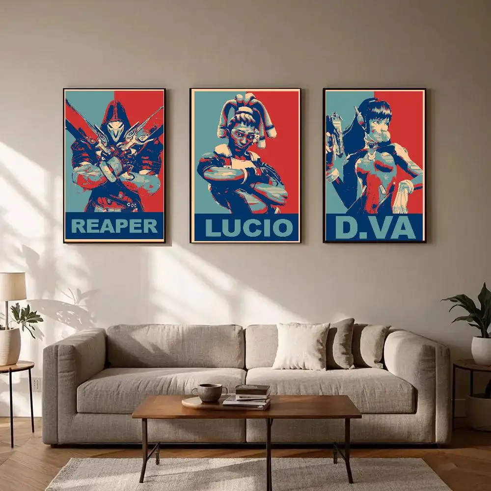 Overwatch Posters Living Room Bar Cafe Quality Canvas Vintage Style Comics Painting Art Home Wall Decor Picture