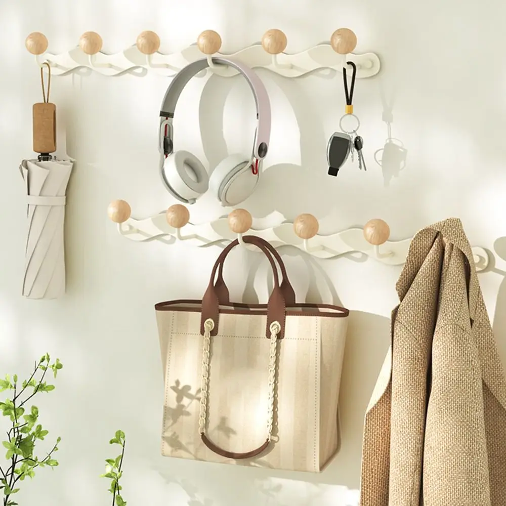 Entryway Organizer Wave Shape Key Hook Rack Wall Mount No-Drill Key Storage Holder 4/5 Hooks INS Coat Rack Household Sundries