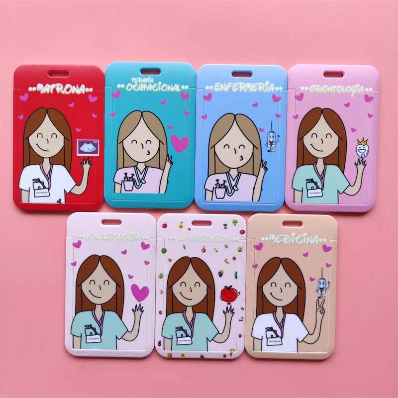 Fashion Doctor Nurse Ladies Name Badge Holder Sliding Work Name Tag Case Without Lanyard