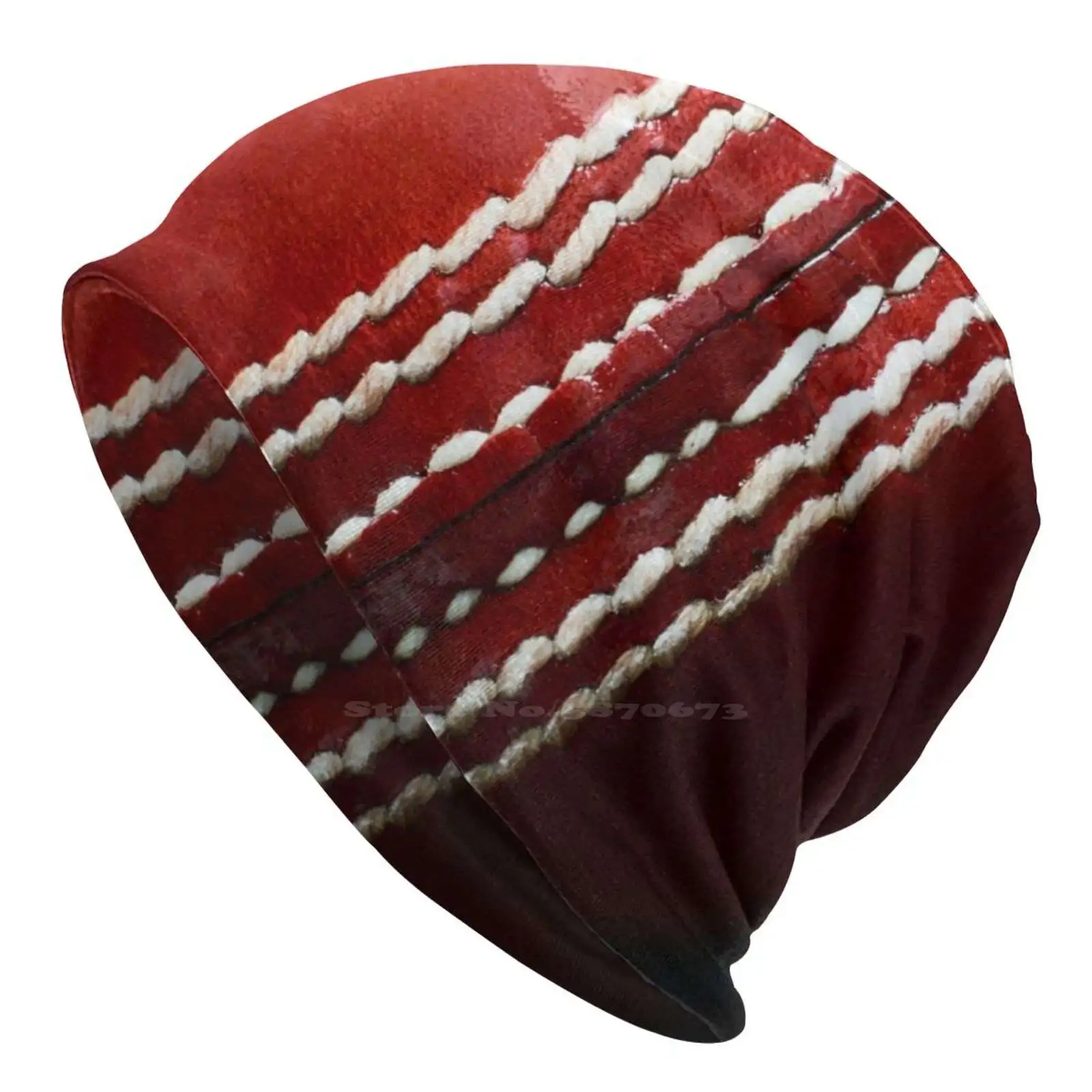 Cricket Ball Knitted Hat Warm Beanie Outdoor Caps Cricket Ball Red Leather Seam Sphere Object Equipment Studio Shot Team Sports