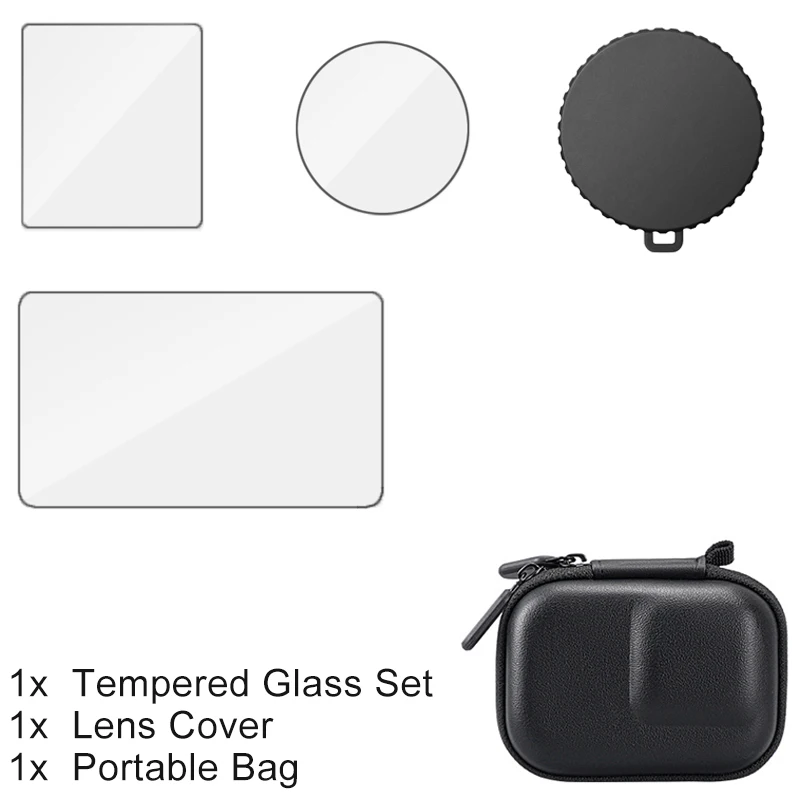 Für DJI Osmo Action 5 Pro 4 3 Screen Protector Gehärtetes Glas Film Objektiv Abdeckung Kappe Tasche Fall für DJI Action 4 5Pro Zubehör