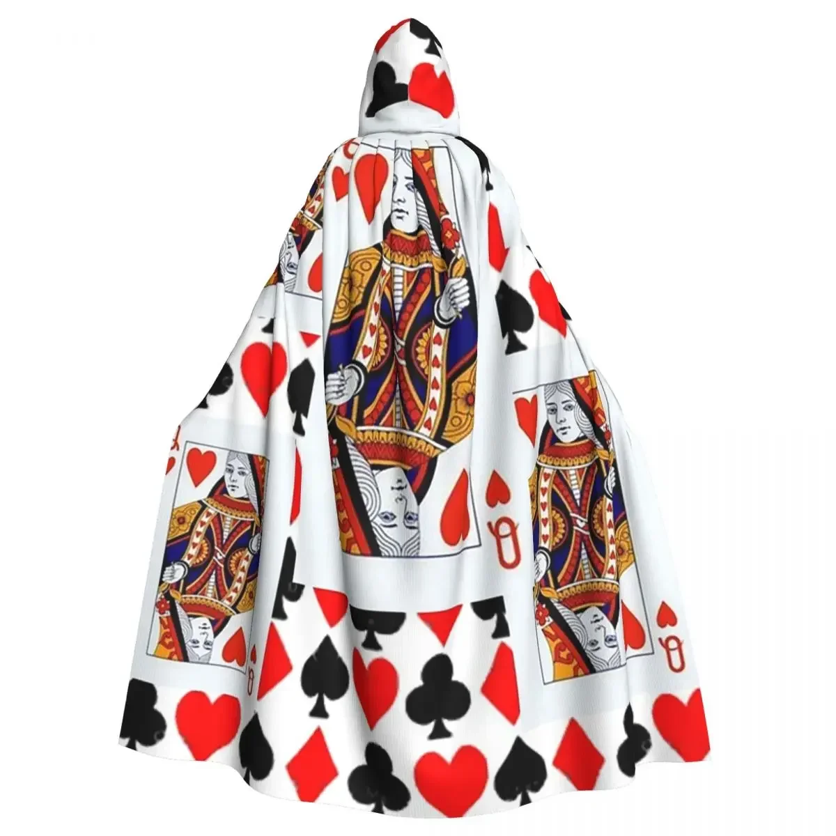 

Red Queens of Hearts Patterns Hooded Cloak Witch Medieval Costume Cape Halloween Cosplay Party Costumes Adult Unisex
